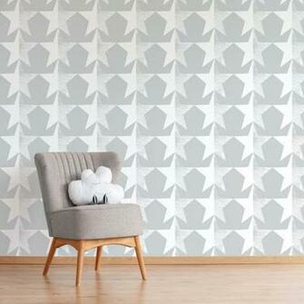 Peel Stick Wallpaper Stamped Stars Gray Cloud Island Grey