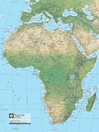 Physical Map Of Africa Wallpaper Wall Mural Self Adhesive Multiple