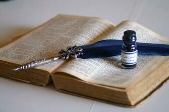 Quill And Paper Wallpaper Old Book With Ink En By
