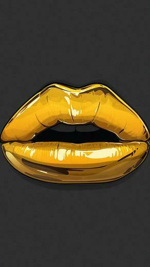 Golden Lips Bling Illustration iPhone Wallpaper Ipod HD