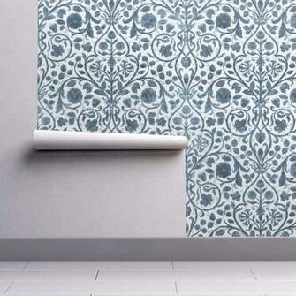 Peel And Stick Removable Wallpaper Delft Blue Toile Damask