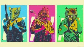 Miami Action Shooter Fighting Hotline Payday Poster Wallpaper