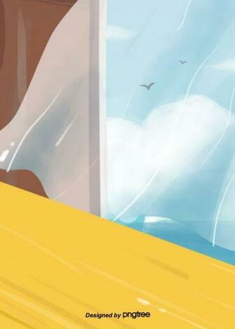 Pure Hand Painted Yellow Window Sill Background Print Design