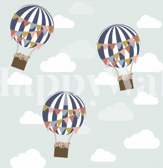 Floral Hot Air Balloon Wallpaper