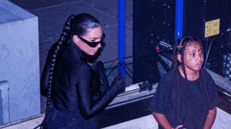 Kim Kardashian Matches Kanye West In Black For Donda Listening