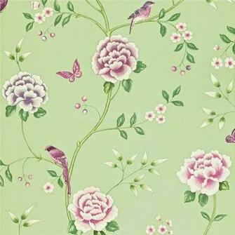 Pavilion Birds Butterflies Richmond Hill Sanderson Wallpaper