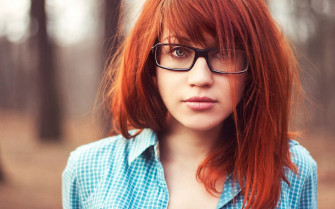 Beautiful Redhead Woman With Glasses Wallpaper