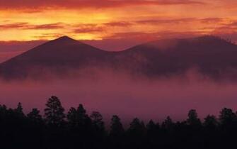 Wallpaper Sunset Fog Crater Arizona