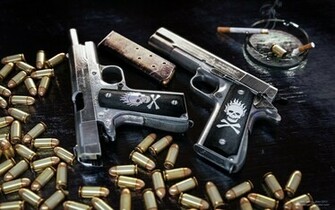 Pistol Ammunition Clip Colt Ammo Weapon Gun Skull Wallpaper