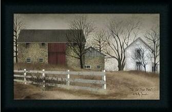 Old Stone Barn Billy Jacobs Primitive Folk Art Country Landscape