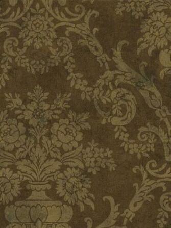 Interior Place Dark Brown Larkspur Damask Wallpaper