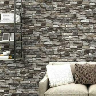 Red Grey Vintage Rustic Stone Brick Wallpaper Roll Living Room