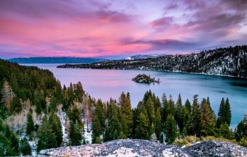 Wallpaper Winter Snow Trees Landscape Sunset Mountains