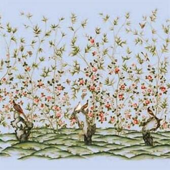 Dollhouse Wallpaper Oriental Garden In Blue Mural
