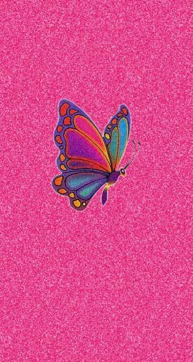 Pink Glitter Colorful Butterfly iPhone Wallpaper In