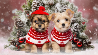 Christmas Puppies 4k Wallpaper By Jimking