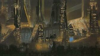Skyscrapers Artwork City Skyline Syd Mead Wallpaper