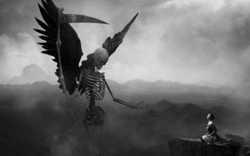 Skeleton Death Girl On Knees