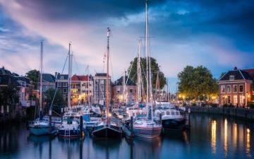 Wallpaper Dordrecht Netherlands Yachts Port City Lights