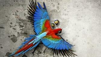 Macaw Parrot Bird Tropical Psychedelic Artwork Art Wallpaper