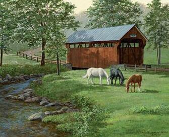May Wallpaper Covered Bridge Art Lang Deskto