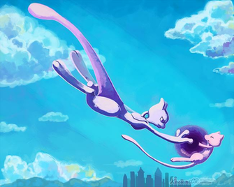Battle City Mewtwo Vs Mew By Alexandrasalas