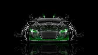 Audi E Tron Spyder Front Water Car Green Neon HD Wallpaper