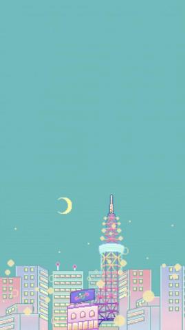 Wallpaper Pixels Pastel Colours Sky Moon City
