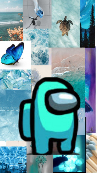 Aesthetic Among Us Wallpaper Cyan