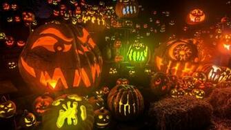 Pumpkin Set Lights Halloween HD Wallpaper 1080p