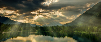 Nature Water Scenery Mountains Lake Clouds Wallpaper