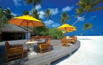 Wallpaper Maldive Islands Architecture Beach Chairs Desktop