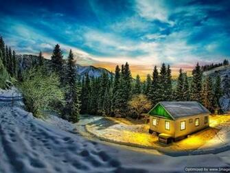 Mountain Cabin Winter HD Wallpaper