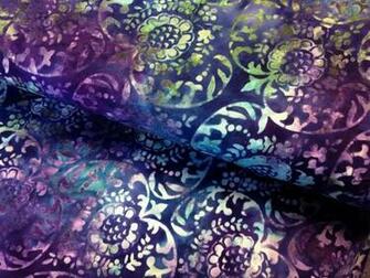 Purple And Teal Turquoise Floral On Deep Indigo Blue Background