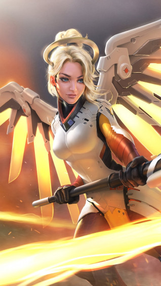 Video Game Overwatch Mercy Phone HD Wallpaper