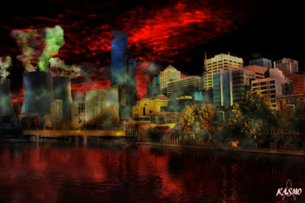 Nuclear Disaster Atom City By Kasmo Art