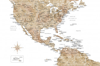 Neutral Usa And The Caribbean Sea Map High Quality Wall Murals