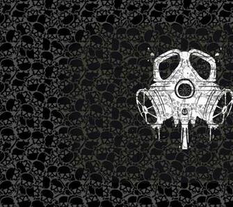 Skulls Gas Masks Monochrome Tile Wallpaper Art HD