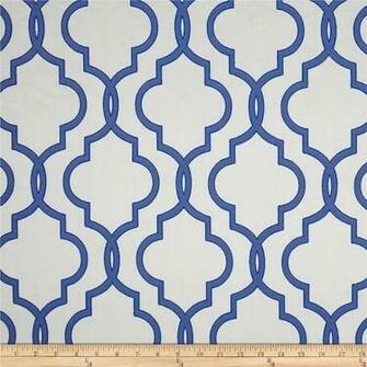 Rockland Quatrefoil Satin Jacquard Blue I Fabric