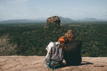 Man And Woman Sitting Beside Cliff Photo Sigiriya Image On