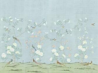 Peonies And Orange Blossoms Chic Chinoiserie Wallpaper