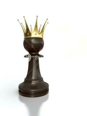 3d Render Of Black Pawn With Golden Crown Isolated On White