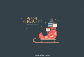 Christmas Aesthetic Wallpaper Sledge Dark Blue Background
