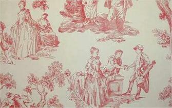 Gardens Toile De Jouy Wallpaper Cherry Red On Cream