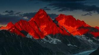 Red Sunset Over Mountains HD Wallpaper Wallpaperfx