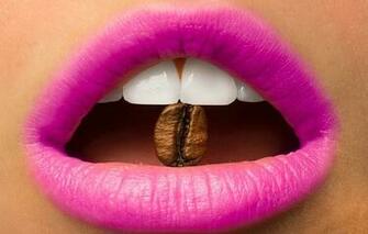 Wallpaper Grain Teeth Lips Mouth Lipstick Coffee