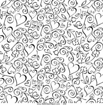 Background Of Black Floral Vine And Hearts Over A White By