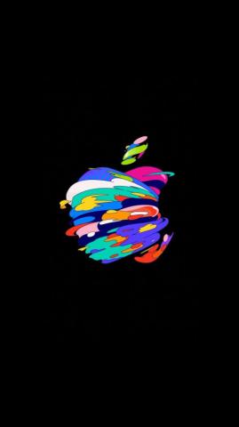 Colorful Apple Logo Dark Background 4k Ultra HD Mobile Wallpaper