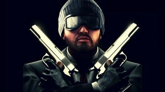 Point Blank Pistol Men Winter Hat Beard Glasses Games Weapon Gun Dark