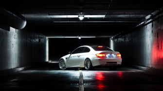 Bmw M3 E92 White Coupe Rear Lights Reflection